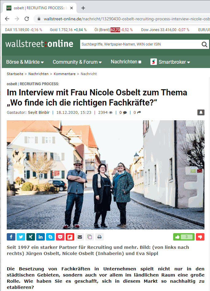 Nicole Osbelt im Interview bei wallstreet-online.de