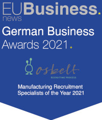 Deutscher Wirtschaftspreis - Osbelt | Recruiting Process ausgezeichnet als German Business Awards 2021 - Manufacturing Recruitment Specialist 2021
